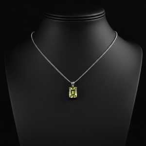 Colgante de Citrino Verde Natural, Plata de Ley 925, Chapado en Oro de 14K, Delicado, Piedra de Nacimiento, Joyería con Gema Amarilla Verde - Product Image 3