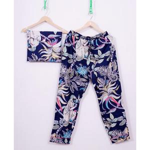 Conjunto de Pijama para Mujer, Hecho a Mano, con Estampado Floral Romántico, Manga Tres Cuartos, Cuello en V, Cintura Elástica, Suave, Transpirable y de Secado Rápido - Product Image 4