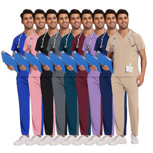 <b>Women's</b> V-Neck Scrub Set Spandex/Polyester Canvas Fabric Needle Detection Hospital Uniform Eco-Friendly Custom Logo Blue <b>Teal</b> - Product Image 5