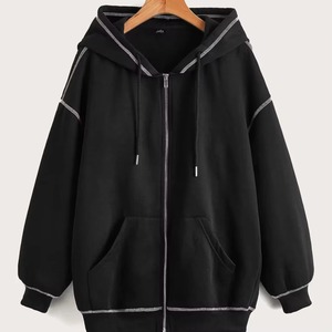 Sweat-shirts d'hiver pour femmes, épais, avec empiècements, col à capuche, brodés, 100% coton, écologiques, anti-boulochage, personnalisables, de qualité supérieure - Product Image 1