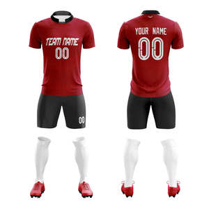 Customized Cheap Quick Dry Red Black Soccer Jersey Full Set Uniform Personalized Stitched Name Number for Men Youth-Size XL - Product Image 1