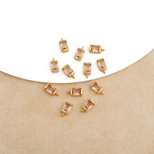Pendentif breloque en quartz améthyste rose taille baguette, plaqué or, connecteur de pierre précieuse à facettes - Product Image 2