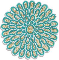 Napperon de table rond élégant perlé avec motif floral inspiré des pétales, tapis décoratif perlé à la main pour table à manger et table basse