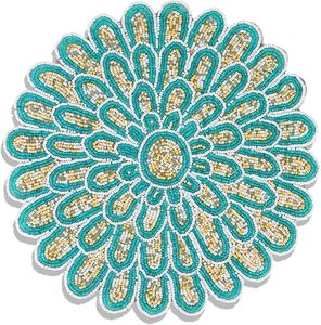 Elegant <b>Round</b> Beaded <b>Table</b> Placemat with Petal-Inspired Floral Design Hand-Beaded Decorative <b>Mat</b> for Dining <b>Table</b> Coffee <b>Table</b> - Product Image 3