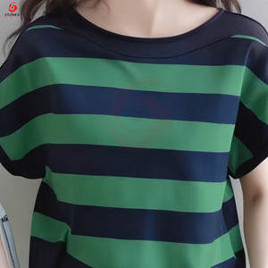 Buen Precio - Camiseta de Mujer al por Mayor con Diseño de Rayas Horizontales - Camiseta Cuadrada 100% Algodón para Exportación a EE. UU., UE, Mercado del Reino Unido - Product Image 3