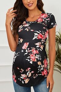 Vêtements de grossesse pour femmes, vêtements de maternité, t-shirts imprimés à motifs, respirants, vente en gros, sur mesure - Product Image 3
