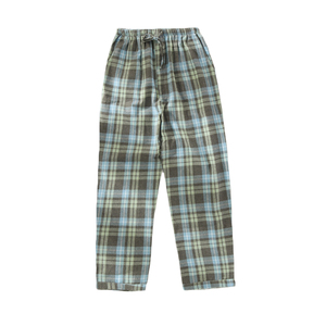Wholesale <b>Plaid</b> Men's Pajama <b>Pants</b> Custom LOGO Drawstring Casual Flannel Lounge Trousers Sleep Bottoms With Pockets - Product Image 2