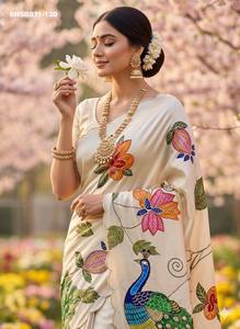 Collection Premium de Sarees-Blouses en Soie Magnifiquement Conçus avec des Broderies et des Impressions Numériques - Fabricant de Mode Féminine - Product Image 4