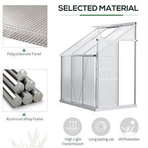 Serra da Giardino Regolabile con Tetto Apribile 6FT X 4FT in Alluminio con Porta Scorrevole in Policarbonato e Grondaia - Colore Verde - Product Image 4