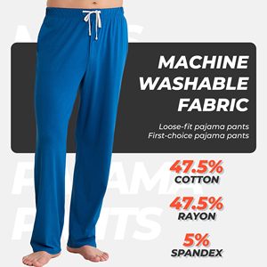 Cotton Jersey <b>Trousers</b> For Men Straight Mid Solid Joggers Pants Soft Yoga Lightweight Athletic Running Lounge Casual Pockets - Product Image 2