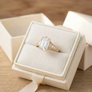 Anillo de Compromiso con Diamante Cultivado en Laboratorio de Corte Ovalado, Anillo con Diamantes Baguette, Anillo Catedral con Milgrain, Joyería Fina, Regalo para Ella - Product Image 5