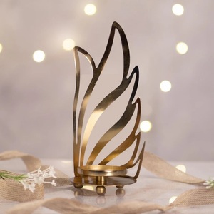 Brass Lantern Candle Holder With Curved Stand For Home Decoration Circular Heat Resistant Design - Product Image 5