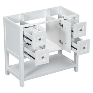 Mobile bagno autoportante in legno massello da 36 pollici senza lavabo, 4 cassetti con chiusura ammortizzata e set elegante di contenitori - Product Image 4