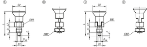 K0748 INDEXING PLUNGER ECO SHORT VERSION SIZE:3 D1=M16, D=8, FORM:A WO LOCKING SLOT WO LOCKNU, สแตนเลสสตีล ไม่ใช่ - Product Image 5