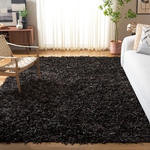 Tapis shaggy en cuir de vachette véritable multicolore fait main de luxe – Tapis en cuir patchwork pour salon - Product Image 4