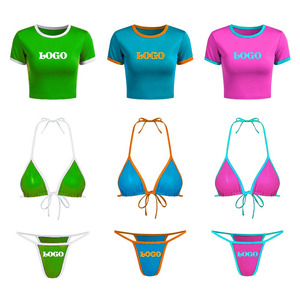 Ensemble de maillots de bain bikini personnalisés OEM en Spandex et Polyester, respirants, sans coutures, avec styles push-up et motifs unis, soutiens-gorge grandes tailles - Product Image 4