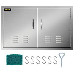 Porta a isola barbecue in acciaio inossidabile per cucina esterna 36X21 telaio smussato ventilato doppia porta di accesso - Product Image 1
