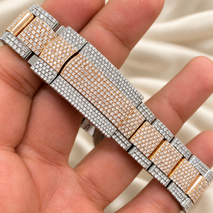 Bracelet en acier inoxydable bicolore pour femme Raj Gems Diamond, montre à quartz ETA, bracelet de 20 mm, chiffres romains, coffret cadeau de luxe inclus - Product Image 4