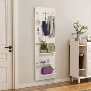 Specchio a Parete a Figura Intera con Mensola Multifunzionale, Specchio per Tutto il Corpo con Ganci e Ripiani Espositivi - Product Image 2