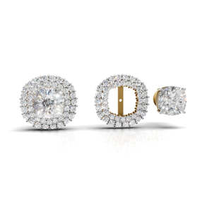 Pendientes de Diamantes con Corte Cojín, Oro Sólido de 18K, Halo Geométrico de Lujo, Joyería de Boda para Mujer, Certificado GIA - Product Image 2