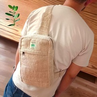 Mochila Escolar de Cáñamo Ecológica Unisex, Diseño Minimalista Vegano Hecho a Mano, Patrón Geométrico Sostenible, Superventas