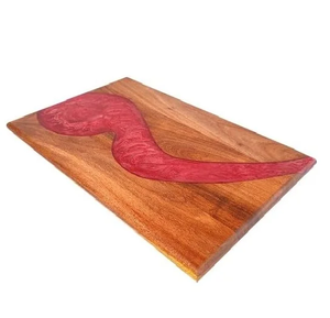 Planche à découper rectangulaire en bois et résine FAIZA CRAFT avec incrustation de résine époxy rouge, compatible lave-vaisselle pour la cuisine - Product Image 6