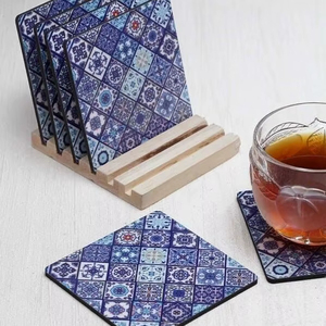 Sous-verre carré de luxe écologique en MDF et imprimé Meena, dernier design, pour décoration de table, fournisseur indien, export en gros - Product Image 1