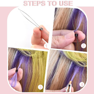 Hair Extension Tools Set with 3 Knitting <b>Needles</b> Holder and Pulling <b>Needle</b> Loop <b>Threader</b> for Hair Extension Application - Product Image 6