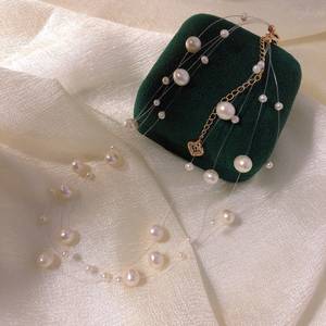 Chaîne de perles rondes AK de 2,5 à 7 mm, chaîne de tour polyvalente, style luxe léger, collier accessoire pour pulls, bijoux en perles - Product Image 2