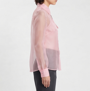 Camisa transparente extragrande para mujer, con cuello vuelto, manga larga, abotonada, ligera, para playa, sexy - Product Image 5