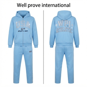 <b>Men</b> Streetwear Tracksuit Midweight 320 GSM Fleece Maroon <b>Burgundy</b> <b>Hoodie</b> Set with Chenille Patch Embroidery Logo Breathable - Product Image 4