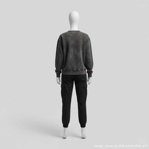 Sudadera de algodón con lavado ácido vintage para mujer, estilo industrial, holgada, para invierno - Product Image 3