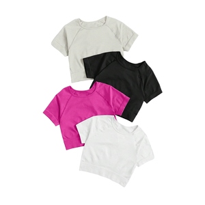 Camiseta sin mangas para mujer, cuello redondo, manga corta, ajuste regular, secado rápido frontal, color liso melange, ropa deportiva casual, venta al por mayor OEM ODM - Product Image 6