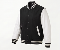Veste universitaire homme noire et blanche avec boutons sur le devant, style streetwear, coupe-vent d'hiver, chauffante, 100 % laine