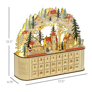 Calendrier de l'Avent de Noël avec 24 tiroirs et lumières, fonctionne sur piles, décoration de table, compte à rebours pour Noël - Product Image 3