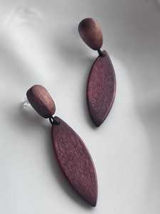 Pendientes de aro tribales de madera natural al por mayor para mujer, con cierre de pin de madera, estilo bohemio, joyería. - Product Image 4