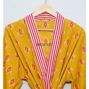 Bata Kimono Ligera 100% Algodón con Estampado Floral Tradicional para Mujer, Ideal para Dormir y Relajarse en Casa - Product Image 4