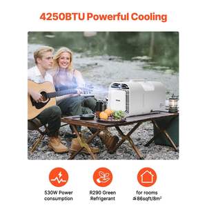 Portable <b>Air</b> <b>Conditioner</b> 4250 BTU 3-Speed Unit 24H Timer Remote Control Adjustable Temp 16-32Celsius for Outdoor Tent <b>Camping</b> - Product Image 2
