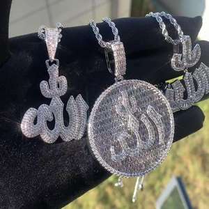 Colgante Personalizado de Dos Tonos con Diamantes y Moissanita, Plata 925, Redondo, Estilo Hip Hop Iced Out - Product Image 3