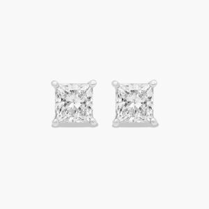 Boucles d'oreilles en or 18 carats Starsgem avec diamants de laboratoire taille princesse 0,5 ct, 1 ct, 2 ct, non certifiés - Product Image 1