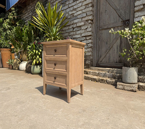 Juego de dormitorio estilo rústico francés, mesa de comedor de madera antigua, madera maciza de roble vietnamita, nogal, aliso, acacia, pino y ratán. - Product Image 2
