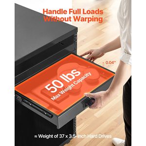 2U Rack Mount Server Cabinet Case <b>Lockable</b> with Sliding <b>Drawer</b> 50 Lbs Max Load-Bearing Cable Management Hole - Product Image 3