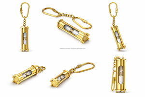 พวงกุญแจนาฬิกาทรายทองเหลืองวินเทจขนาดเล็ก  ตกแต่งด้วยทอง  เหมาะสำหรับเป็นของขวัญและของที่ระลึก - Product Image 4