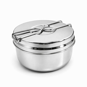 AANYA HOMECRAFT Stainless Steel Cute Airtight Camping Tiffin <b>Box</b> Locking Lid | Children's Portable <b>Lunch</b> <b>Box</b> for Travel Office - Product Image 1