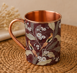 Taza de Cobre Puro Hecha a Mano, Taza de Cobre Premium con Estampado de Colibrí Amarillo, Taza Decorativa de Cobre para Beber, Taza de Cobre Artesanal Hecha a Mano - Product Image 5