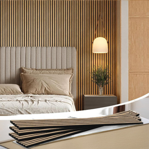 แผ่นผนังอะคูสติกโพลีเอสเตอร์ MDF ลายร่องตรง สำหรับงานศิลปะสถาปัตยกรรม 3 มิติสมัยใหม่ เป็นมิตรกับสิ่งแวดล้อม ใช้สำหรับตกแต่งผนัง ตู้เก็บของ และหุ้มผนัง - Product Image 6