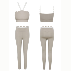 ชุดออกกำลังกายโยคะ กางเกงเลกกิ้งและสปอร์ตบราสำหรับผู้หญิง ผลิตจากผ้าสแปนเด็กซ์ไนลอนรีไซเคิลได้ ยืดหยุ่นสูง เอวสูง แห้งเร็ว ออกแบบตามสั่ง - Product Image 3