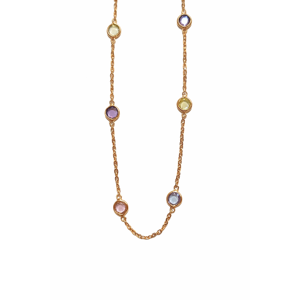 Collar de Cadena de Oro Rosa de 18K para Mujer, Marca Revalia, con Circonitas Cúbicas Multicolores, Joyería Elegante Hecha en India - Product Image 1