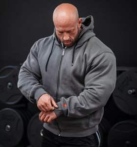 Sudadera con capucha para hombre, diseño a cuadros, material súper grueso, estilo urbano, estampado en serigrafía, color rojo desgastado. - Product Image 5