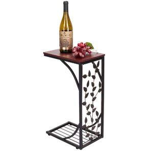 Tavolino da Caffè in Ferro con Motivo a Foglie 54*30.5*21CM, Comodino Elegante Marrone - Product Image 2